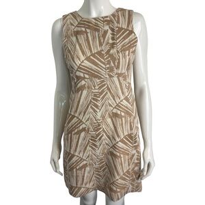 🍂Fall Banana Republic Sleeveless Tan Beige Palm Print Shift Dress Size 0